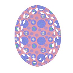 Pink Retro Dots Ornament (oval Filigree) by snowwhitegirl