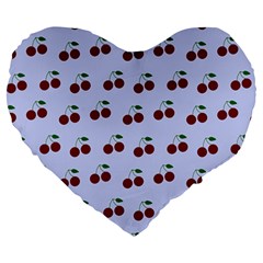 Blue Cherries Large 19  Premium Heart Shape Cushions by snowwhitegirl