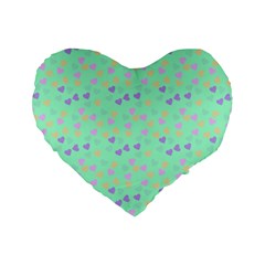 Minty Hearts Standard 16  Premium Flano Heart Shape Cushions by snowwhitegirl