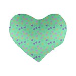 Minty Hearts Standard 16  Premium Flano Heart Shape Cushions Front