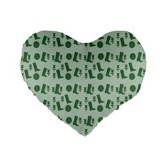 Green Boots Standard 16  Premium Flano Heart Shape Cushions by snowwhitegirl