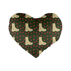 Green Boot Standard 16  Premium Flano Heart Shape Cushions by snowwhitegirl