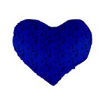 Royal Blue Music Standard 16  Premium Flano Heart Shape Cushions Front