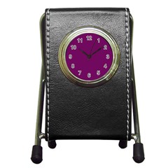 Magenta Ish Purple Pen Holder Desk Clocks by snowwhitegirl