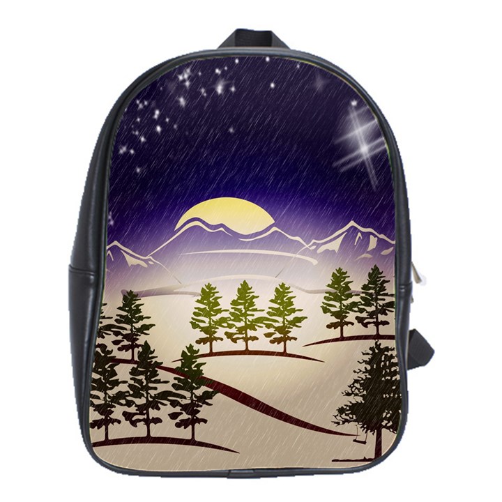 Background Christmas Snow Figure School Bag (Large)