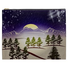 Background Christmas Snow Figure Cosmetic Bag (xxxl)  by Nexatart