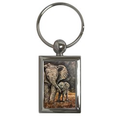 Elephant Mother And Baby Key Chains (rectangle) 