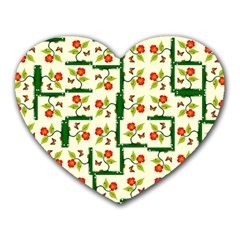 Plants And Flowers Heart Mousepads by linceazul