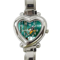 Funny Pirate Parrot With Hat Heart Italian Charm Watch by FantasyWorld7