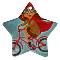 Girl On A Bike Star Ornament (two Sides) by chipolinka