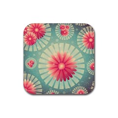 Background Floral Flower Texture Rubber Coaster (square)  by Nexatart