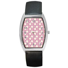 Daisy Dots Pink Barrel Style Metal Watch by snowwhitegirl