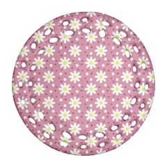 Daisy Dots Pink Round Filigree Ornament (two Sides) by snowwhitegirl