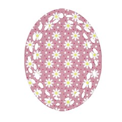 Daisy Dots Pink Ornament (oval Filigree) by snowwhitegirl