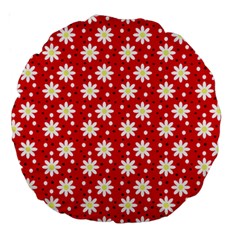 Daisy Dots Red Large 18  Premium Round Cushions by snowwhitegirl
