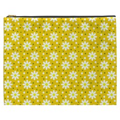 Daisy Dots Yellow Cosmetic Bag (xxxl)  by snowwhitegirl