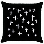 White Cross Throw Pillow Case (Black)