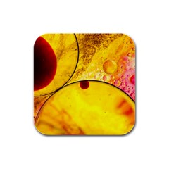 Abstract Water Oil Macro Rubber Square Coaster (4 Pack)  by Nexatart