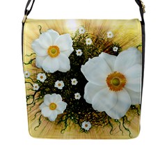 Summer Anemone Sylvestris Flap Messenger Bag (l)  by Nexatart