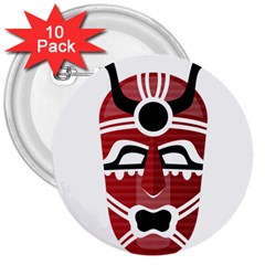 Africa Mask Face Hunter Jungle Devil 3  Buttons (10 Pack)  by Alisyart
