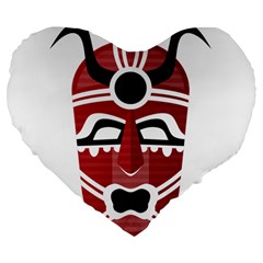 Africa Mask Face Hunter Jungle Devil Large 19  Premium Flano Heart Shape Cushions by Alisyart