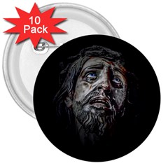 Jesuschrist Face Dark Poster 3  Buttons (10 Pack)  by dflcprints