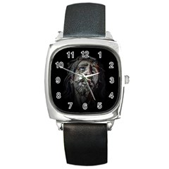 Jesuschrist Face Dark Poster Square Metal Watch by dflcprints