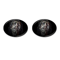 Jesuschrist Face Dark Poster Cufflinks (oval) by dflcprints