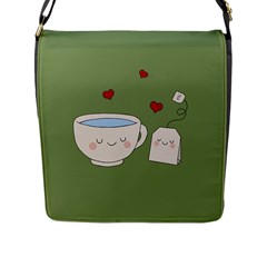Cute Tea Flap Messenger Bag (l)  by Valentinaart