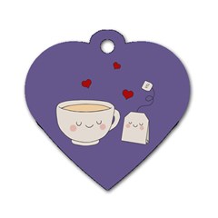 Cute Tea Dog Tag Heart (one Side) by Valentinaart