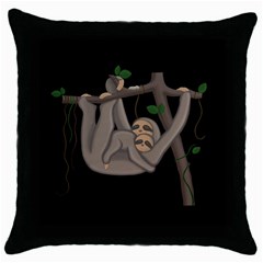 Cute Sloth Throw Pillow Case (black) by Valentinaart