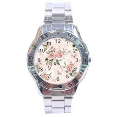 Pink Shabby Chic Floral Stainless Steel Analogue Watch by NouveauDesign