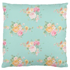 Mint,shabby Chic,floral,pink,vintage,girly,cute Large Flano Cushion Case (one Side) by NouveauDesign