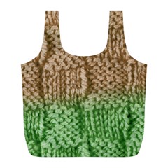 Knitted Wool Square Beige Green Full Print Recycle Bags (l)  by snowwhitegirl
