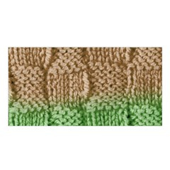 Knitted Wool Square Beige Green Satin Shawl by snowwhitegirl