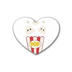 Cute Kawaii Popcorn Heart Coaster (4 Pack)  by Valentinaart