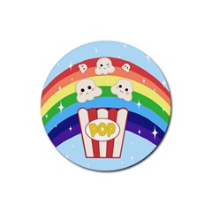 Cute Kawaii Popcorn Rubber Round Coaster (4 Pack)  by Valentinaart