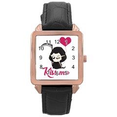 Cute Grim Reaper Rose Gold Leather Watch  by Valentinaart