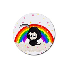 Cute Grim Reaper Rubber Coaster (round)  by Valentinaart