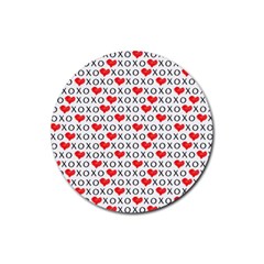 Xoxo Valentines Day Pattern Rubber Round Coaster (4 Pack)  by Valentinaart