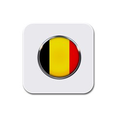 Belgium Flag Country Brussels Rubber Square Coaster (4 Pack)  by Nexatart