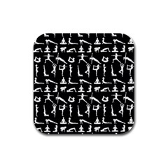 Yoga Pattern Rubber Square Coaster (4 Pack)  by Valentinaart
