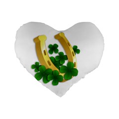  St  Patricks Day  Standard 16  Premium Flano Heart Shape Cushions by Valentinaart