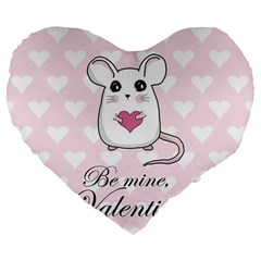 Cute Mouse - Valentines Day Large 19  Premium Heart Shape Cushions by Valentinaart