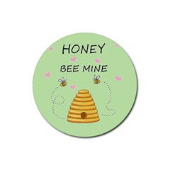 Bee Mine Valentines Day Rubber Round Coaster (4 Pack)  by Valentinaart