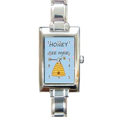 Bee Mine Valentines Day Rectangle Italian Charm Watch by Valentinaart