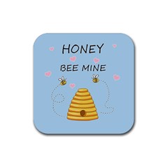 Bee Mine Valentines Day Rubber Coaster (square)  by Valentinaart