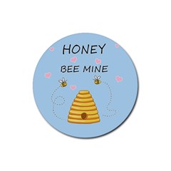 Bee Mine Valentines Day Rubber Coaster (round)  by Valentinaart