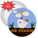Go Vegan - Cute Chick  3  Buttons (10 pack) 