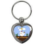 Go Vegan - Cute Chick  Key Chains (Heart)  Front